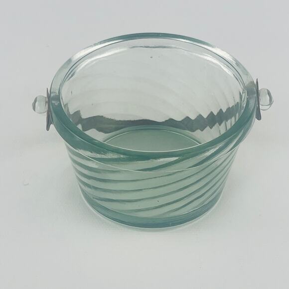 Vintage Fostoria Spiral Optic Whipped Cream Pail Bucket and Handle 3 3/8 x 2” - Picture 3 of 4